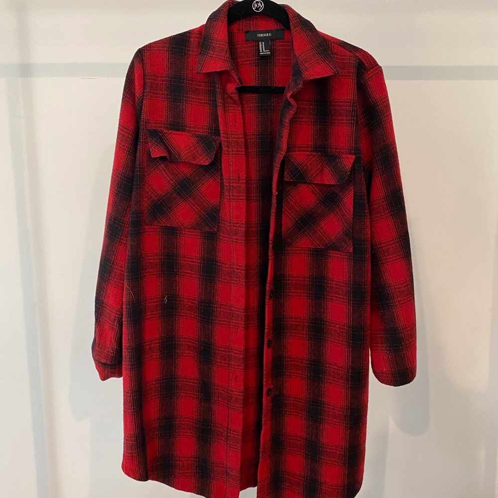 Red Plaid Long Sweater